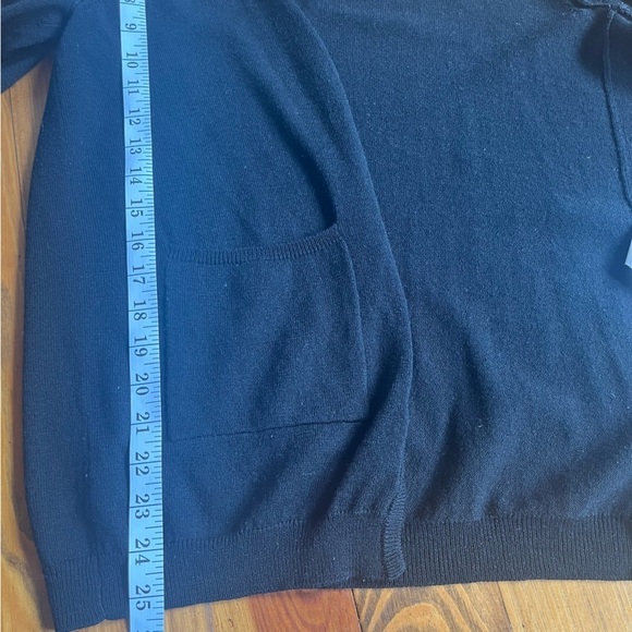 Maje Daminute Black Leather Patch Silk Blend Open Front Sweater Cardigan‎ in M - Picture 9 of 13